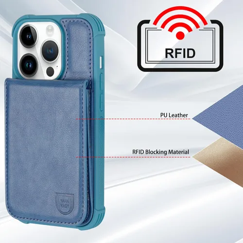 Miniatura 6 de VANAVAGY Funda tipo cartera compatible con iPhone 14 Pro para mujeres y hombres, de piel sintética, cierre magnético, con bloqueo RFID, tarjetero