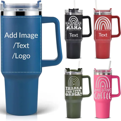Miniatura 15 de Vaso de acero inoxidable con foto personalizada de 20 onzas / 30 onzas, taza de café personalizada con tapa y pajilla, taza aislada al vacío