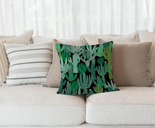Miniatura 10 de Solekla Funda de almohada cuadrada de lino y algodón con flores blancas y negras, funda de cojín decorativa para sofá de 18 x 18 pulgadas Sl157
