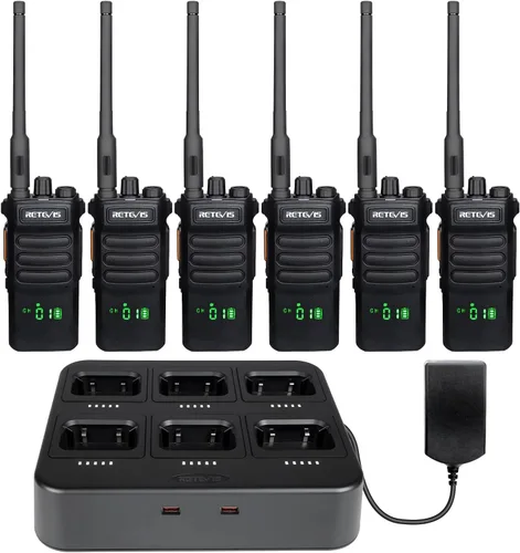 Retevis RT86 Radio de 2 vías de largo alcance, radio profesional de dos vías con cargador de 6 vías para adultos, radio de alta resistencia, alta