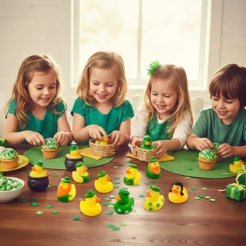 Miniatura 6 de 27 piezas de patos de goma para el día de San Patricio, accesorios para baby shower, mini patitos de 2.16 pulgadas, juguetes de baño para niños