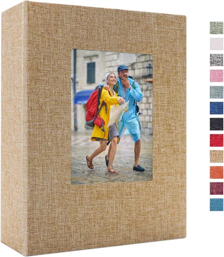 Miniatura 40 de Vienrose - Álbum de fotos de lino con 300 bolsillos de 4 x 6 pulgadas, cubierta de tela, para bodas, familias, aniversarios y bebés Azul cielo