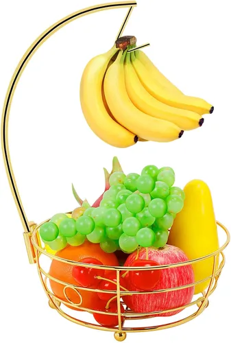 Miniatura 11 de Livabber - Frutero de encimera con colgador de plátanos, cuenco moderno de almacenamiento de frutas y verduras, con soporte de árbol de plátano