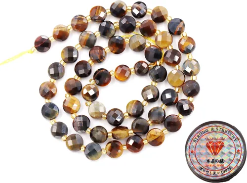 Miniatura 119 de Cuentas de piedras preciosas para la fabricación de joyas, cuentas de monedas facetadas de piedra natural piedra de sangre africana de 0.236 in