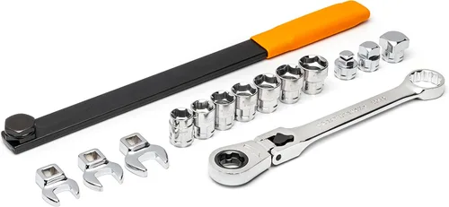 Miniatura 2 de GEARWRENCH Juego de herramientas de cinturón serpentino de 15 piezas con llave de trinquete de cabeza flexible de bloqueo - 89000