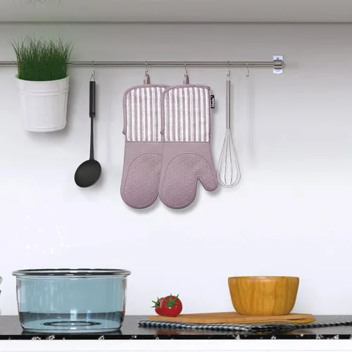 Miniatura 7 de Alselo Guantes de horno de silicona resistentes al calor 932℉ con impermeables y antideslizamiento, juego de 2 guantes de horno extra largos