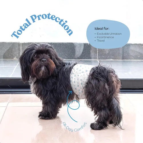Miniatura 2 de Pañales cómodos para perros machos, paquete de 50 envolturas desechables súper absorbentes para perros machos, tecnología FlashDry Gel con indicador