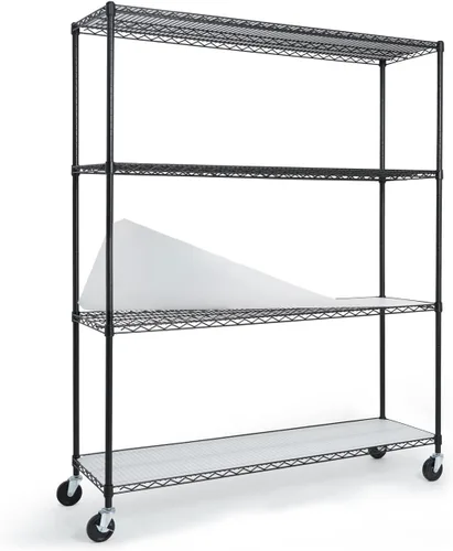 Miniatura 22 de CAPHAUS NSF - Estantería de alambre de grado comercial de alta resistencia con ruedas, patas niveladoras y forros, estante de metal