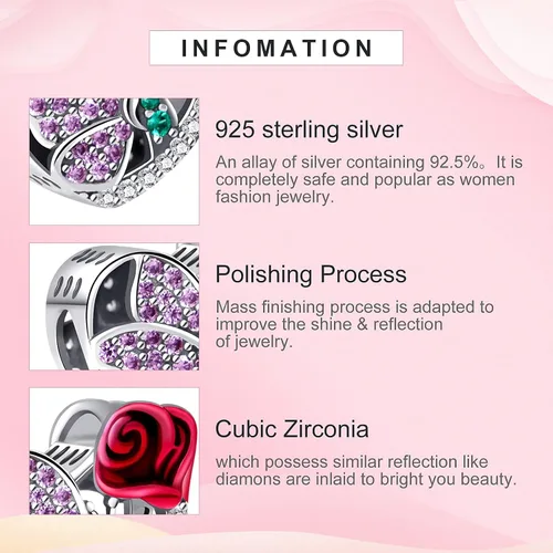 Miniatura 8 de NINGAN Juego de ofertas dijes de piedra natal y dije de mariposa de flor de rosa, Plata