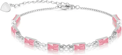 Miniatura 8 de Pulsera de eslabones de oro de 18 quilates para mujer, pulsera de tenis con circonita cúbica 5A, hipoalergénica, plata de ley 925 hipoalergénica
