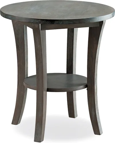 Miniatura 8 de Leick Home 10036 Mesa auxiliar redonda con tapa de cristal y estante, cereza chocolate y vidrio tintado