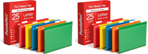 Pendaflex Carpetas colgantes para archivos, tamaño carta (8.5 x 11 pulgadas), varios colores: verde, azul, rojo, amarillo, naranja, 5 posiciones de
