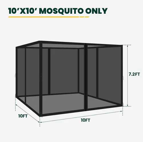 Miniatura 2 de OLILAWN Mosquitera Universal de Repuesto para Cenador, Malla Protectora para Toldo Exterior de 10' x 10', Cortina de Pared Lateral de 4 Paneles