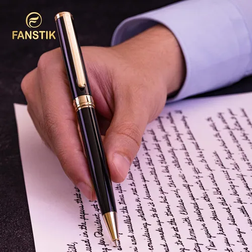 Miniatura 7 de FANSTIK Bolígrafo de lujo negro y dorado, juego de regalo elegante para mujeres, chapado en oro real de 24 quilates, juego de regalo profesional