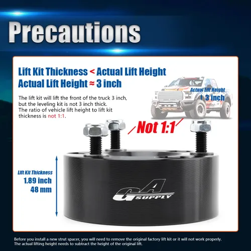 Miniatura 2 de Kit de elevación delantera de 3 pulgadas, espaciadores de elevación de bobina forjada GAsupply compatibles con Dodge Ram 1500 4WD 2006-2024, kits