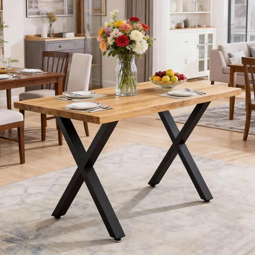 Juego de 4 patas de metal para mesa de comedor de 28 pulgadas, patas de escritorio con marco en X de acero resistente con patas ajustables para