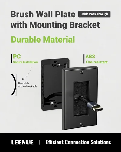 Miniatura 4 de Placa de pared con cepillo con soporte de montaje, cubierta decorativa para pasar cables de bajo voltaje, ocultador de cables de una sola banda