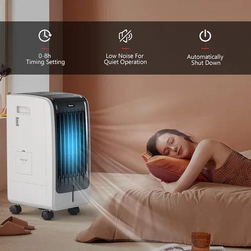 Miniatura 3 de COSTWAY Enfriador de aire evaporativo portátil para habitación, incluye control remoto, 2 paquetes de hielo, ventilador portátil sin aspas con 3