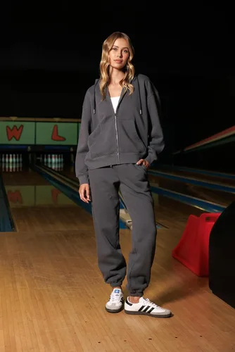 Miniatura 56 de Cali1850 Pantalón deportivo Cloud Nine Fleece para mujer, cintura alta, ajuste holgado, dos bolsillos, cintura elástica con cordón