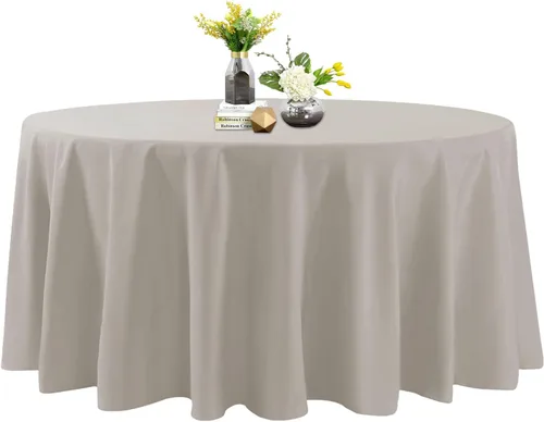 Miniatura 20 de Mantel de poliéster lavable de 90 pulgadas, resistente a las manchas y a las arrugas, mantel decorativo para mesa de comedor, fiestas de bufé y Negro