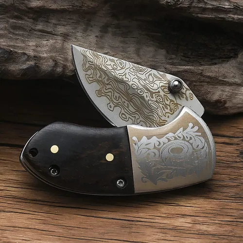 Miniatura 4 de STARDW Cuchillo de bolsillo plegable pequeño para hombres y mujeres, cuchillo utilitario plegable con patrón de damasco, cortador de cajas, cuchillo