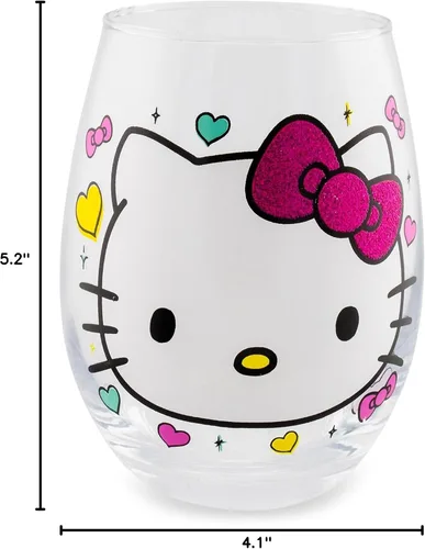 Miniatura 8 de Silver Buffalo Sanrio Hello Kitty You Had Me At Hello Glitter - Vaso de vino sin tallo para cócteles, capacidad para 20 onzas Hello Kitty Me Tuviste