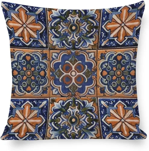 Miniatura 12 de Funda de cojín de lino con diseño de rayas bohemias, estilo bohemio, mexicano, retro, multicolor, funda de almohada decorativa de tela de lino
