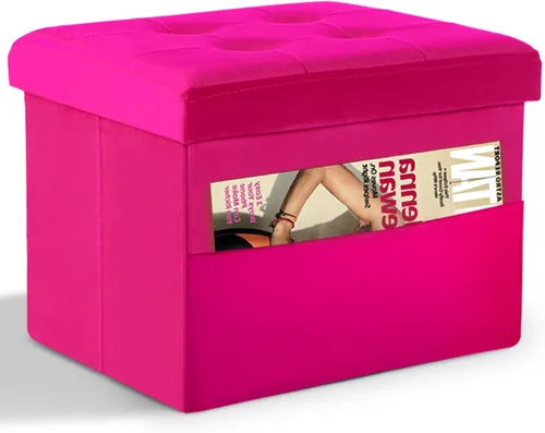 Miniatura 10 de LINMAGCO Taburete otomano plegable de almacenamiento, reposapiés de terciopelo con acolchado moderno otomano con almacenamiento para sala de estar