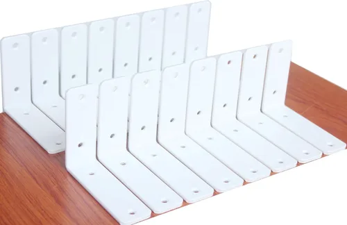 Miniatura 24 de Paquete de 12 soportes de estante en L de 8 pulgadas de largo x 6 pulgadas de alto x 1.5 pulgadas de ancho, 5 mm de grosor, soporte de estante en L