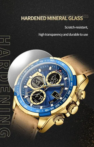 Miniatura 5 de NAVIFORCE Relojes digitales militares para hombre, analógico, cuarzo, impermeable, reloj deportivo multifuncional de cuero