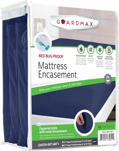 Miniatura 101 de Guardmax Funda de colchón de punto con cremallera, tamaño Queen, impermeable y a prueba de chinches, ropa de cama cómoda, suave y silenciosa con 2