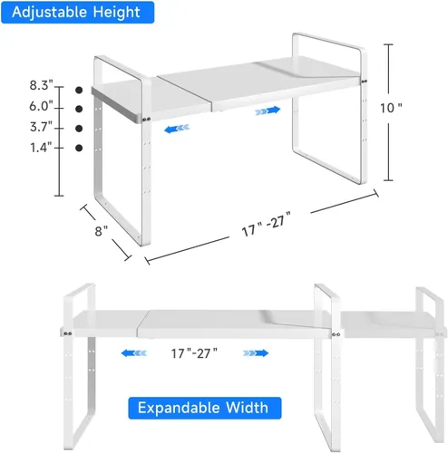 Organizador de estante expandible para gabinete, almacenamiento apilable para mostrador de despensa de cocina, soporte ajustable para armario,