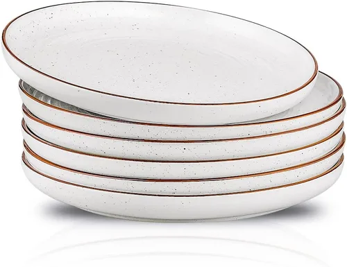 HVH Juego de 6 platos de porcelana de 10.25 pulgadas, juego de platos de cerámica grandes para cena, ensalada, postre, platos de cerámica y platos