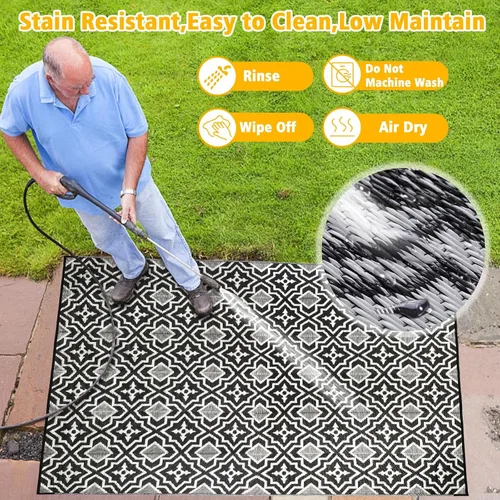 Miniatura 6 de Alfombra de Exterior 4x6 pies Impermeable para Porche, Tapete de Exterior 4x6 pies Tapete Pequeño para Balcón, Alfombra de Paja Plástica Reversible