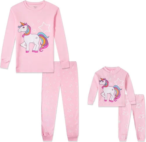 Miniatura 2 de Babyroom Pijamas de algodón a juego para niñas y niños pequeños, 4 piezas, ropa de dormir de Navidad