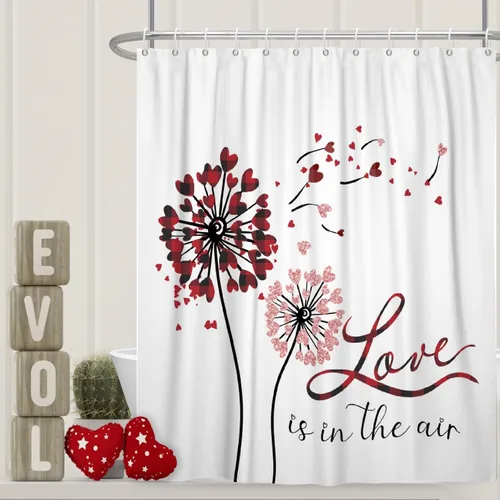Miniatura 10 de Cortina de ducha de San Valentín para baño, 48 x 72 pulgadas, celosía, corazones de amor, impermeable, para tina, tina de caravana, rayas blancas