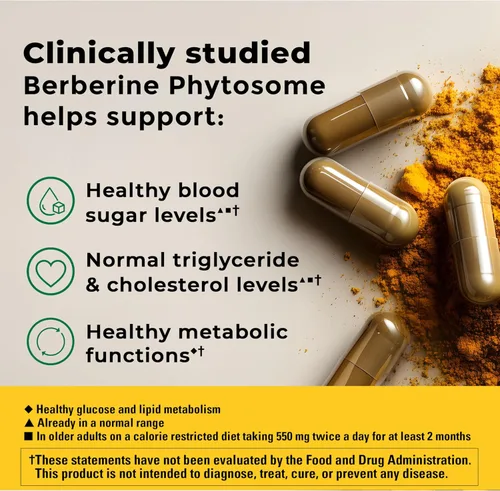 Miniatura 3 de Nature Made Cápsulas de fitosoma de berberina de mejor absorción, 1100 mg por 2 cápsulas diarias, suplemento de berberina para apoyo a la salud