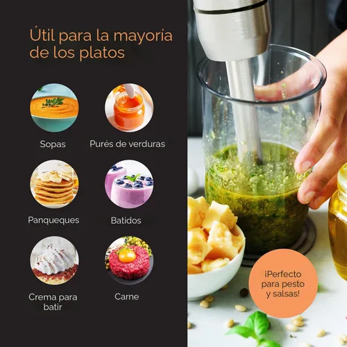 Miniatura 7 de MuellerLiving Batidora de Inmersión de Mano Juego Completo - Batidora de Inmersión de 8 Velocidades, Batidora de Mano con 7 Accesorios: Cuchilla