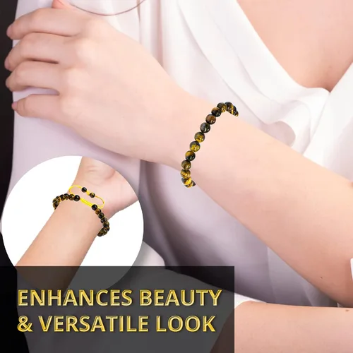 Miniatura 306 de Adjustable Crystal Bracelet – Gemstone Bead Bracelet with Adjustable Macrame String – Chic Gemstone Bracelet for Men and Women – 8mm Round Healing