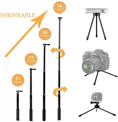 Miniatura 2 de Trípode para selfie stick de 37 pulgadas compatible con GoPro Hero 13 12 11 10 Insta360 X5 X4 AKASO EK7000 Brave 4 DJI OSMO Action 6 5 Pro 4 3 ODDV