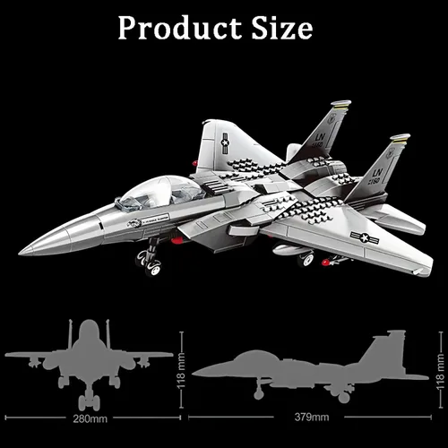 Miniatura 7 de Avión de combate F-15 Eagle militar compatible con Lego, avión de juguete de 270 piezas para niños de 10 años en adelante y adultos, juguetes