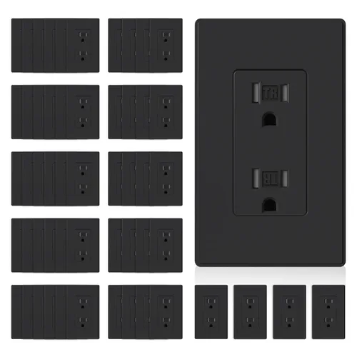 Miniatura 25 de ELEGRP Toma de corriente decorativa de pared, resistente a manipulaciones, 15 amperios, enchufe eléctrico de pared estándar, grado residencial