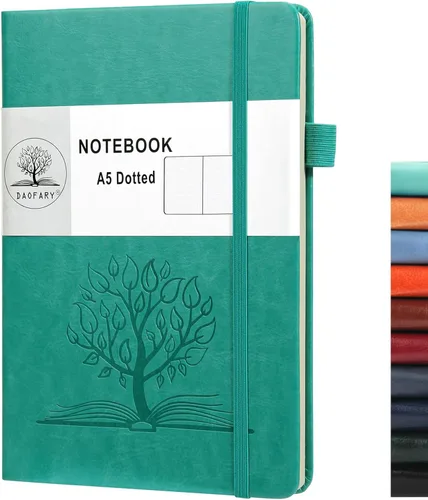 Miniatura 15 de Daofary Cuaderno A5 con rayas de cuero, 160 páginas, diario de 100gsm de papel grueso, tapa dura, con bolsillo, para trabajo, hombres y mujeres, 8.4
