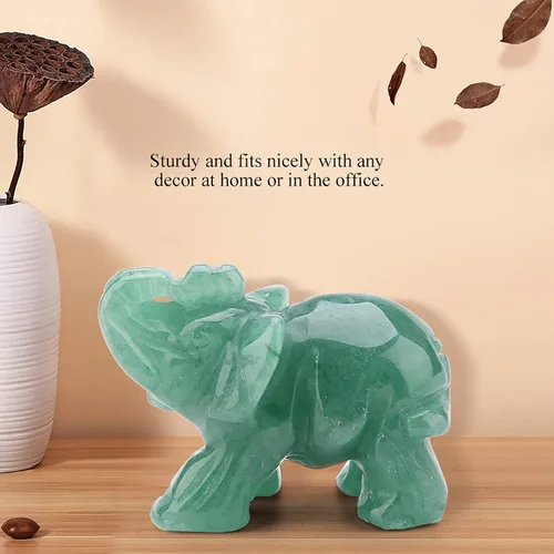Miniatura 7 de Akozon Figuras de 2 pulgadas de jade tallado de elefante de cristal, decoración del hogar, artículo de mobiliario (turina verde)