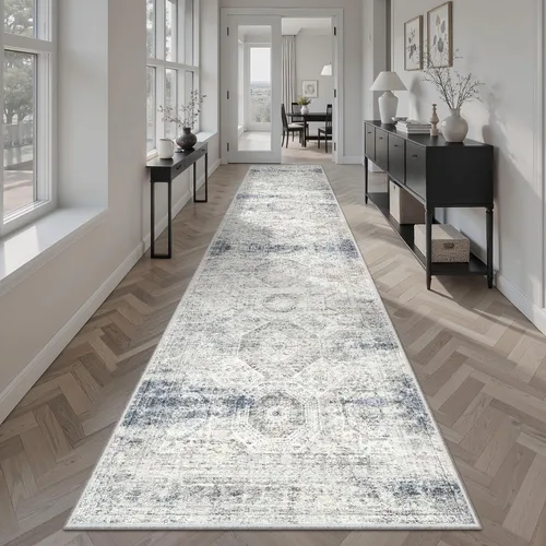Miniatura 222 de Alfombra de pasillo Soalmost 2'6" x 10' lavable, alfombra antideslizante para cocina, baño, lavandería, alfombras vintage ultra delgadas para Beige