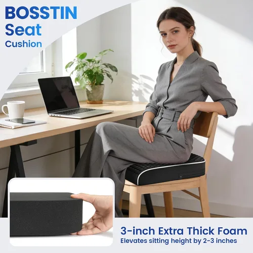 Miniatura 2 de Cojín para silla de oficina extra grande (19 x 17 x 3 pulgadas), cojín de asiento con puntos de mensaje de panal y espuma de alta resistencia