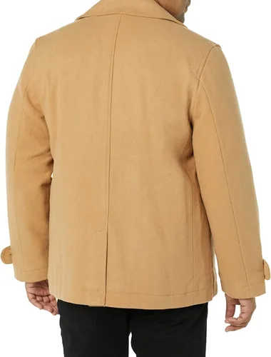 Miniatura 4 de Tienda Essentials Peacoat de mezcla de lana pesada de doble botonadura para hombre