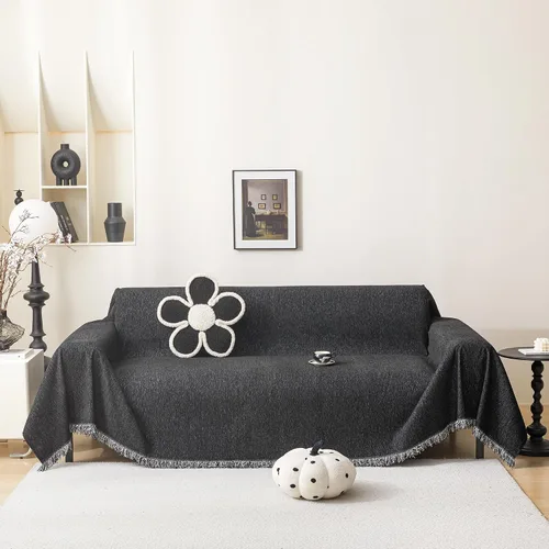 Miniatura 34 de MEETSKY Funda Negra de Silla de Tamaño Grande, Funda de Chenilla para Sillón/Sofá de 1 Cojín para Perro, Fundas de Sofá Protector de Muebles