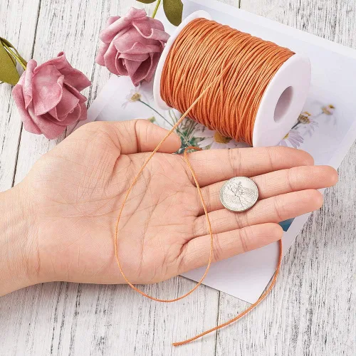 Miniatura 3 de Cordón de algodón encerado de 100 yardas, hilo de algodón trenzado naranja oscuro, cuerda de cuentas trenzada, cuerda para collar, pulsera, collar