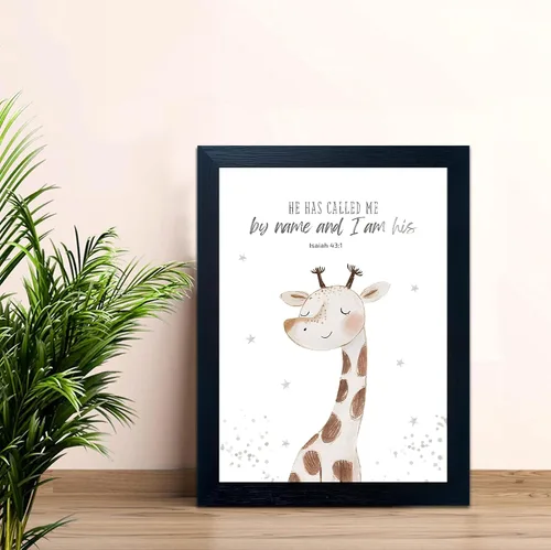 Miniatura 3 de Arte de pared enmarcado para guardería con versículo bíblico de animales en lienzo, arte de pared divertido y lindo de animales de safari, pintura
